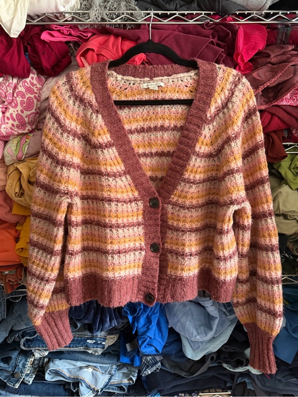 Striped American Eagle Cardigan Size Medium